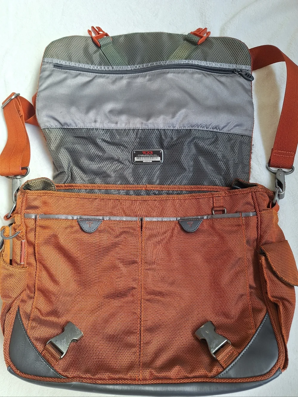 Tumi T-Tech Laptop Messenger Bag - Orange Flame Ballistic Nylon Used